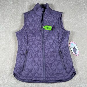 Lightweight Puffer Vest Quilted Purple NWT Zip Up Repreve Free Country Women's S